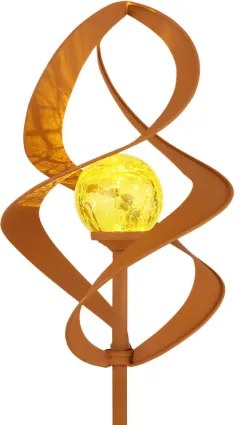 Globo 36531 Solar leszúrható lámpa, fém rozsdabarna színű, üveg borostyán színű gömbbel, akkumulátorral: AAA 200mAh 1.2V, IP44, ø: 145mm, M: 900mm, tartozék: LED 0.06W 3V, 3000K