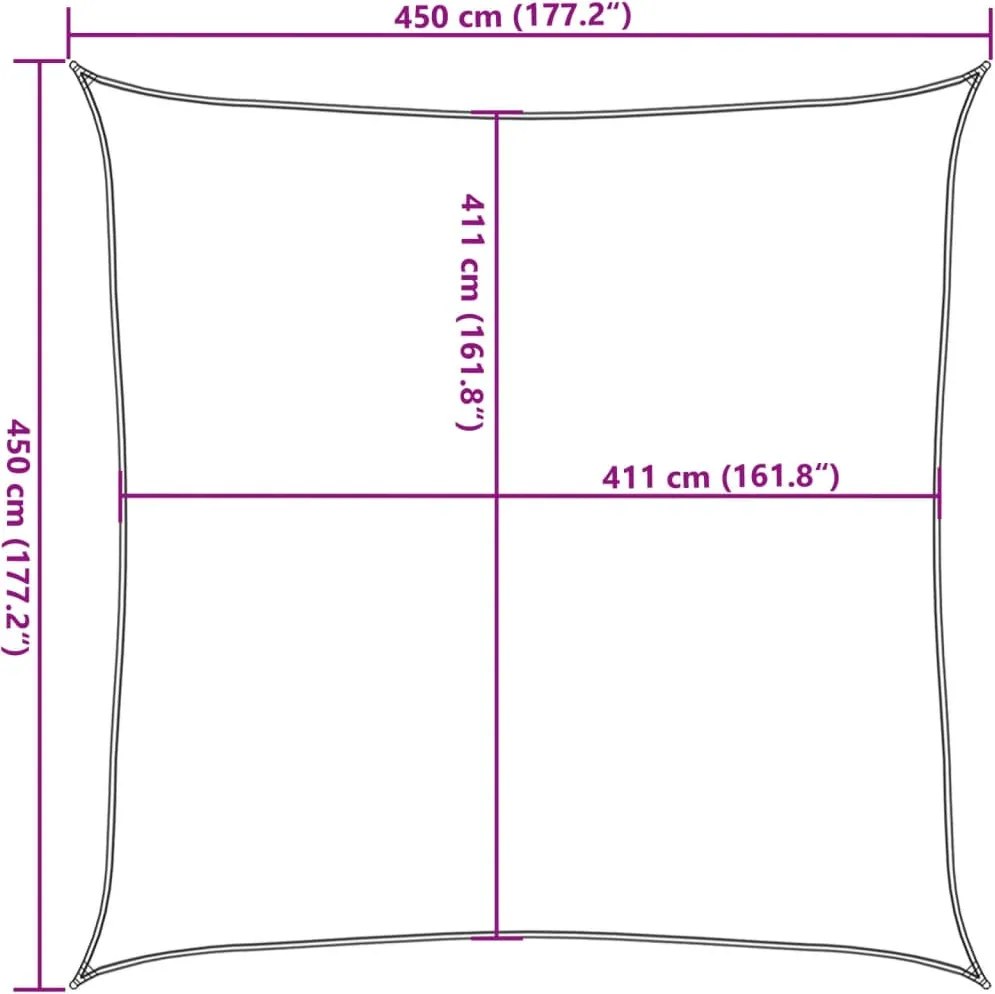 Szürke 100% poliészter oxford szövet napvitorla 4,5x4,5 m