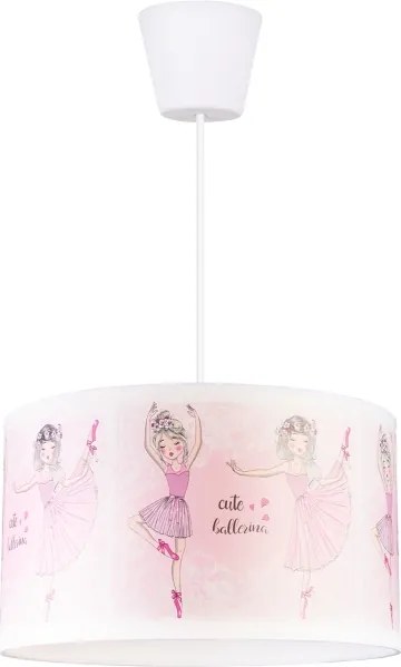 Brilagi - Kábellel függesztett LED gyermekcsillár BOBO, 1xE27/60W/230V, Ø 35 cm, rózsaszín / balerinák
