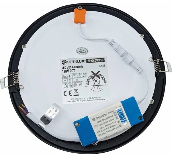 LED Beépíthető lámpa VEGA LED/18W/230V 2900/3900/5800K átm. 22,5 cm fekete