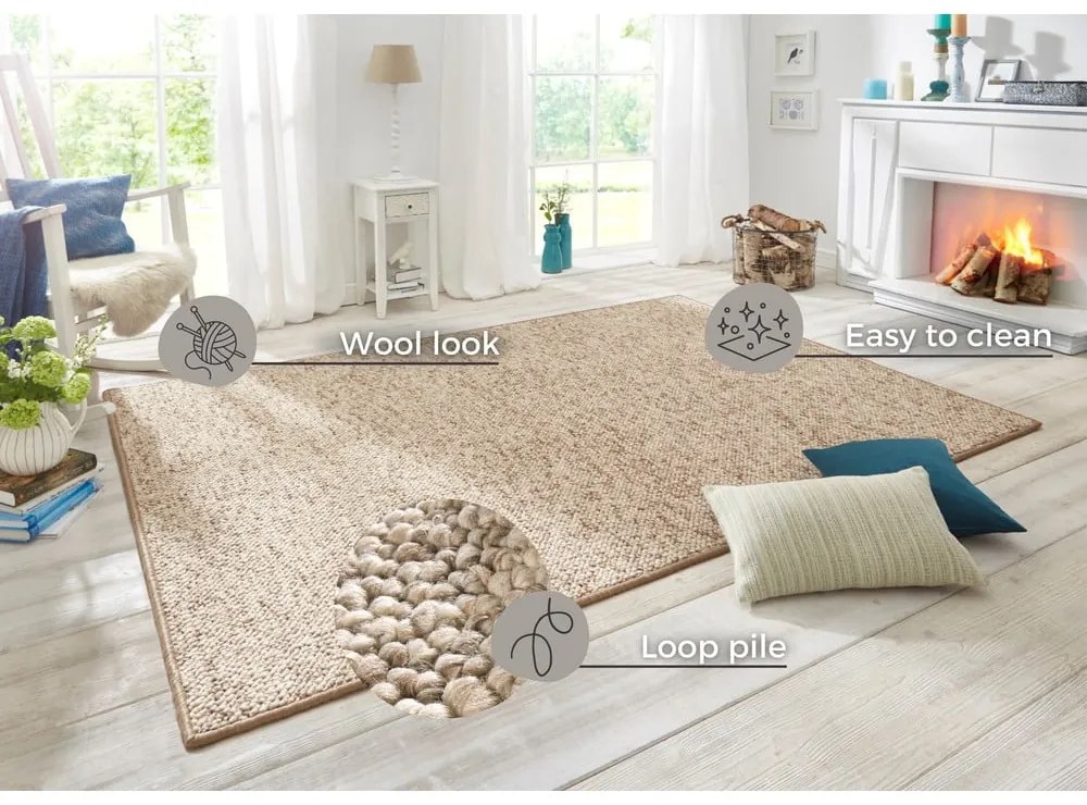Világosbarna szőnyeg 140x200 cm Wolly – BT Carpet