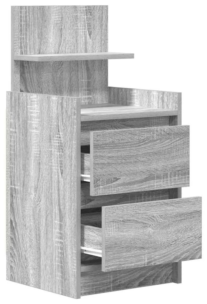 szürke sonoma színű éjjeliszekrény 2 fiókkal 38x34x80 cm