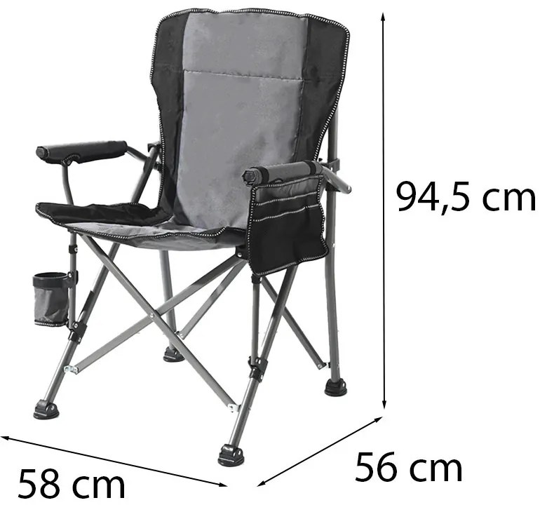 Leziter Comfort Plus karfás horgász szék pohártartóval szürke