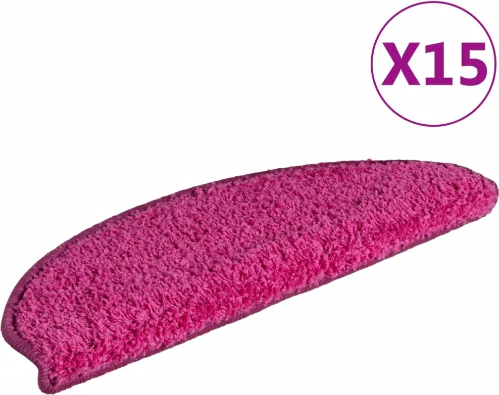 vidaXL 15 db rózsaszín, félkör alakú, nagy lépcsőszőnyeg 65 x 21 x 4 cm