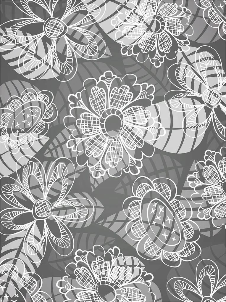 Flizelin fotótapéta Kontúr virágok szürke és minimalizmus 184x254 +ragasztó