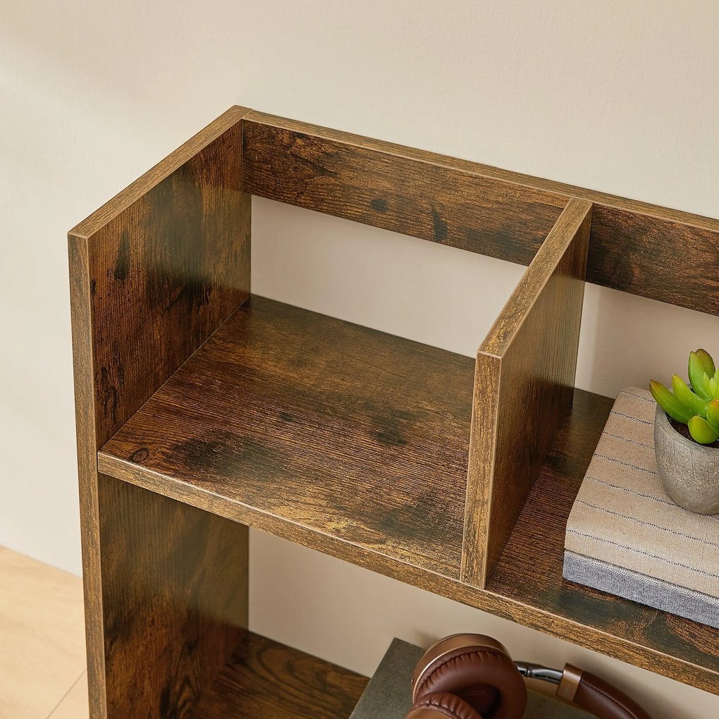 Asztali polc, rendszerező, rusztikus barna, 80x20x50 cm