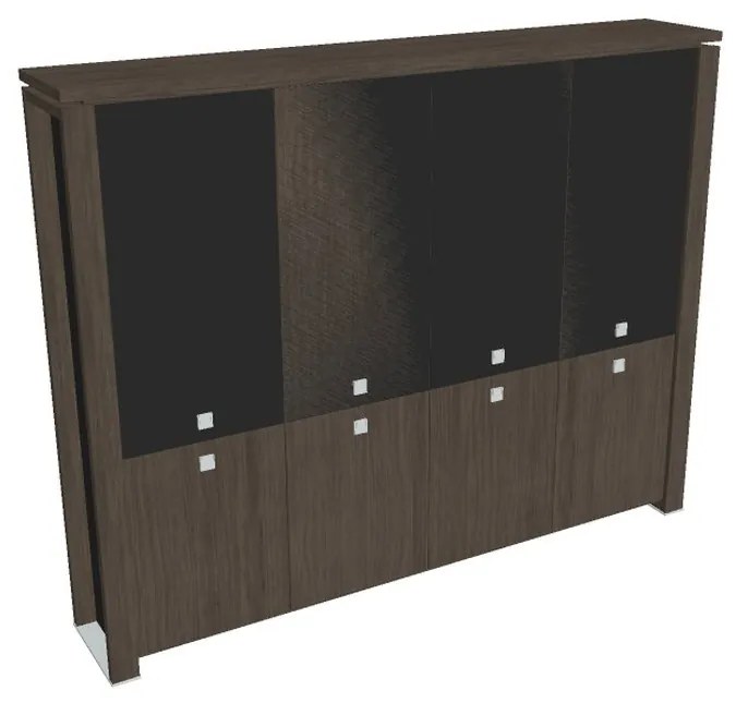 Verno+ S magas szekrény 260 x 46 x 210 cm, kombinált ajtó, antracit tölgy / fekete