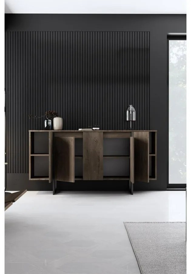 Konzolasztal Luxe - Walnut, Black