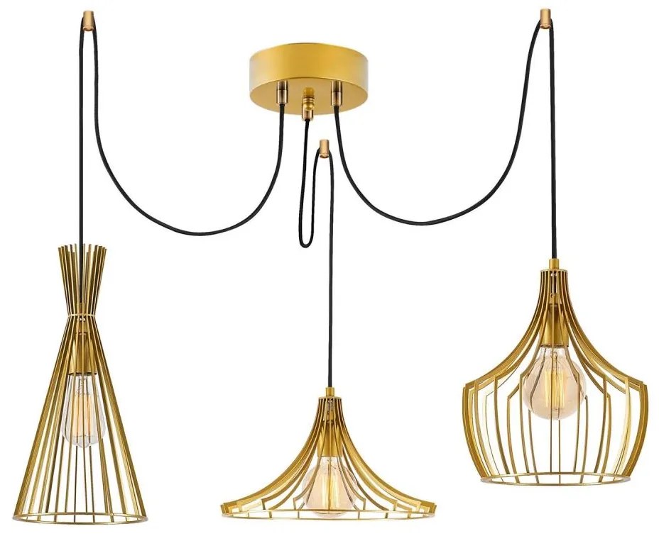 Csillár zsinóron MEZOPOTAMYA 3xE27/40W/230V pók arany