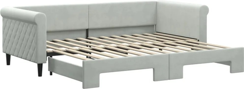 vidaXL világosszürke kihúzható szövet heverő 90 x 200 cm