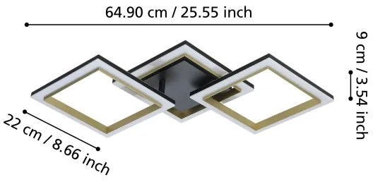 Eglo 901222 - LED Dimmelhető mennyezeti lámpa CALLIERA LED/20W/230V fekete/arany