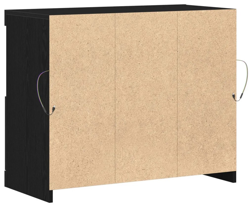 Oldalszekrény LED Műszaki Fekete tölgy 81x37x67 cm