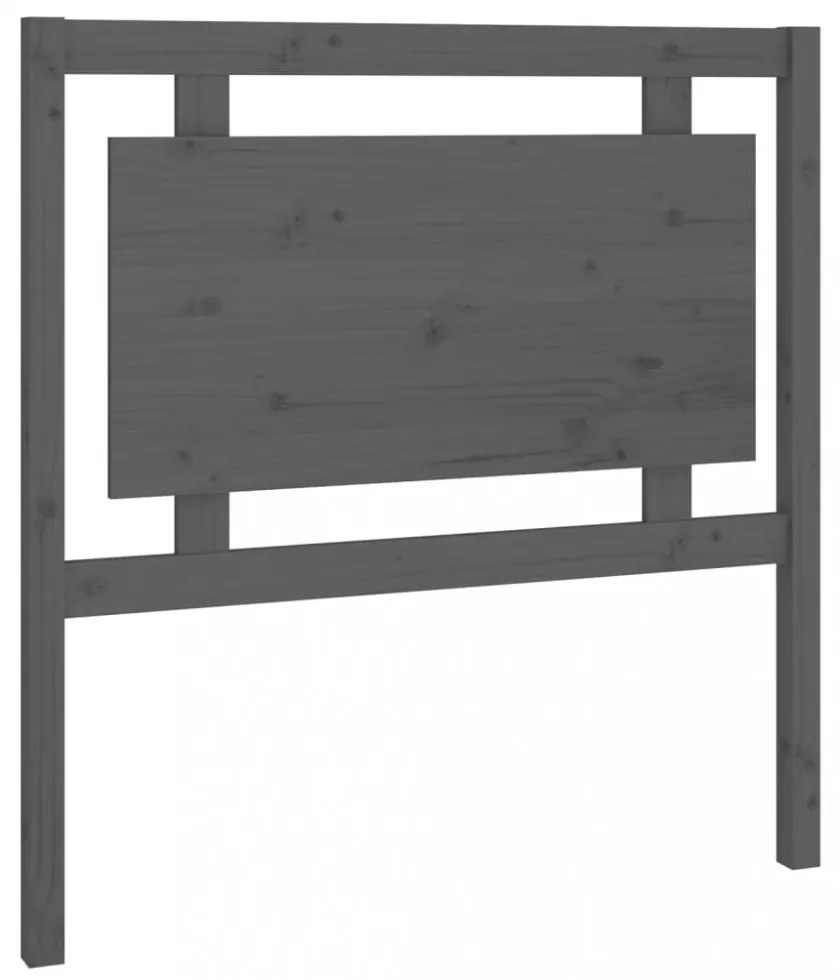 szürke tömör fenyőfa ágyfejtámla 95,5 x 4 x 100 cm