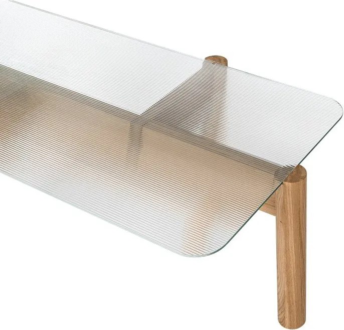 Natúr színű dohányzóasztal üveg asztallappal 55x105 cm Kob – noo.ma