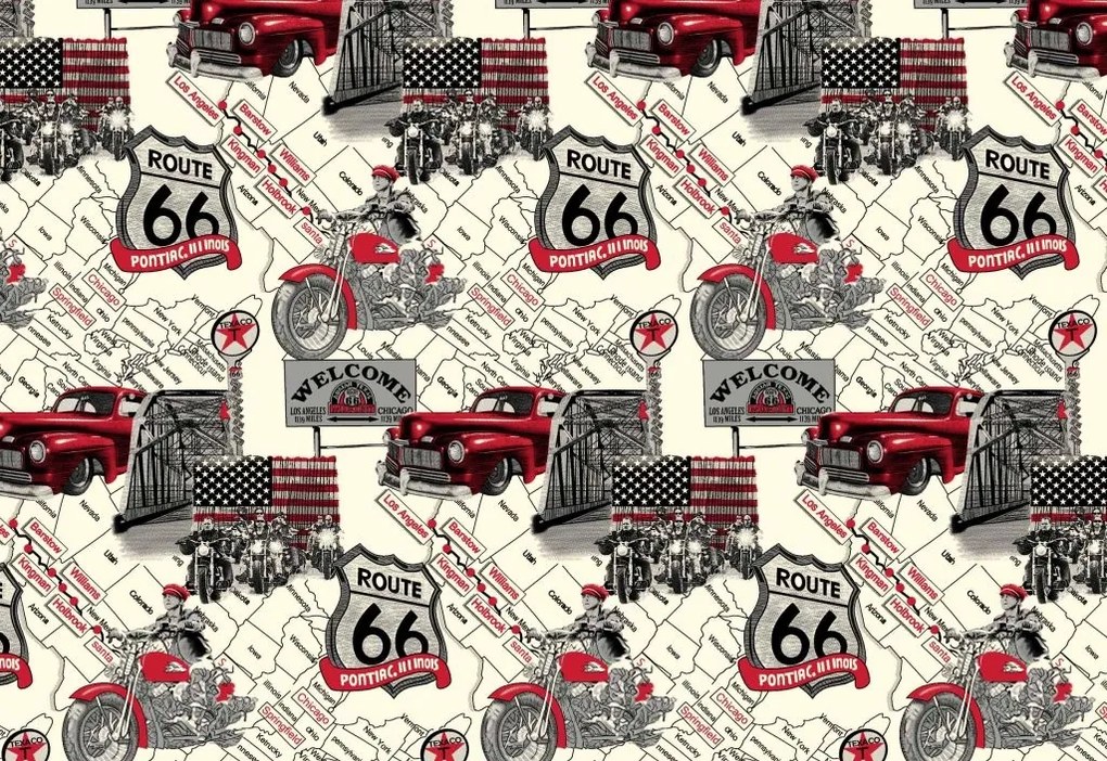 ROUTE 66 gyermek pamut ágynemű Ágynemű mérete: 140x200 cm, A csomag tartalma: Készletcsomagolás