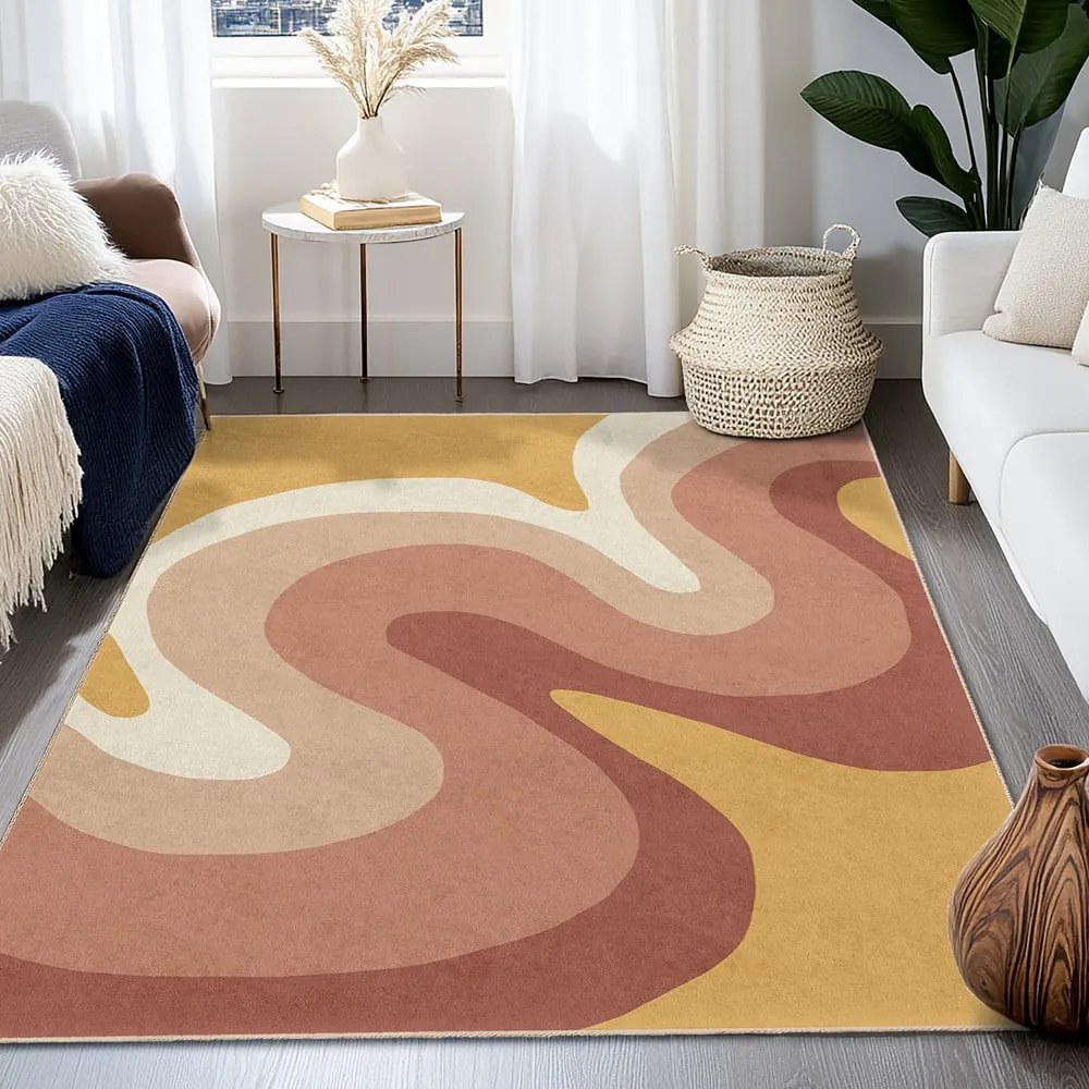 Okkersárga-törtrózsaszín mosható szőnyeg 80x150 cm Strawberry Creamsicle – Mila Home