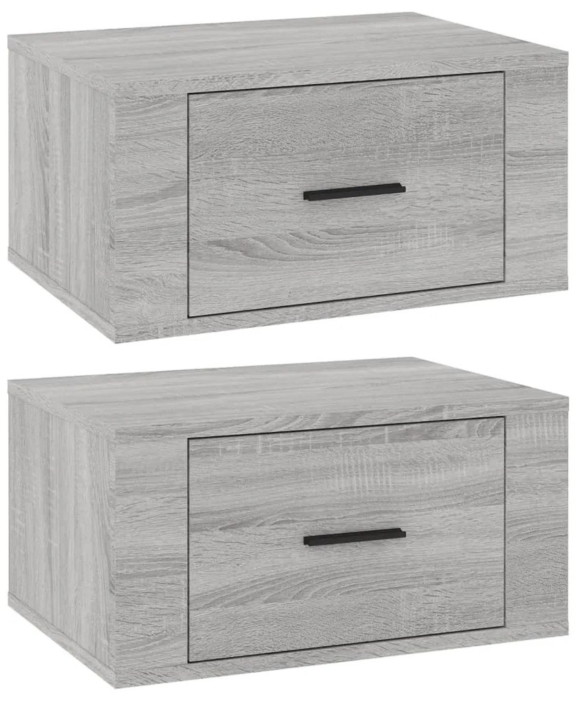 2 db szürke sonoma falra szerelhető éjjeliszekrény 50x36x25 cm