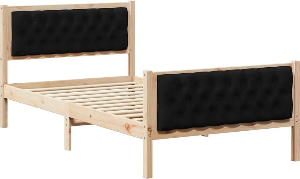 vidaXL Ágykeret fejtámlával Fekete 100 x 200 cm Tömör fenyőfa