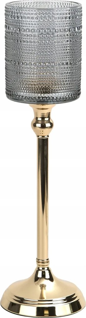 Üveg gyertyatartó Dekor-Pap CX0918, szürke-arany, 41 cm