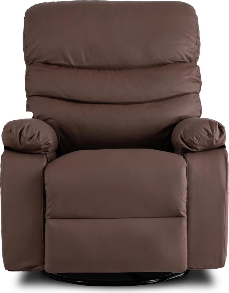 Masszírozós, hintafunkciós dönthető fotel barna színben, műbőr kárpittal BRUCE