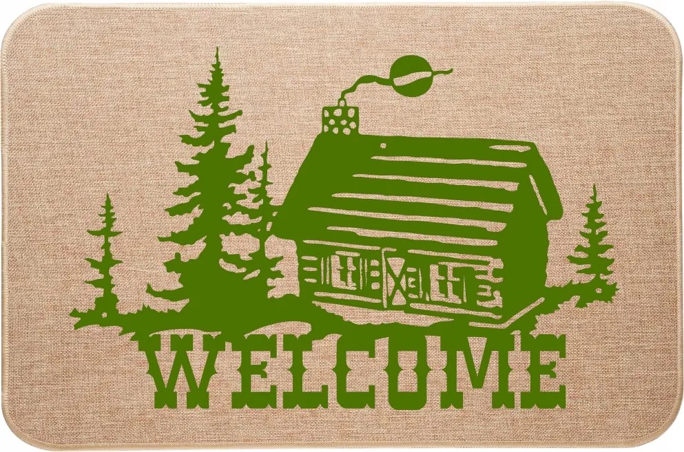 Bejárati Lábtörlő vászonból a Hunter Forest házikóhoz az erdőben Üdvözöljük