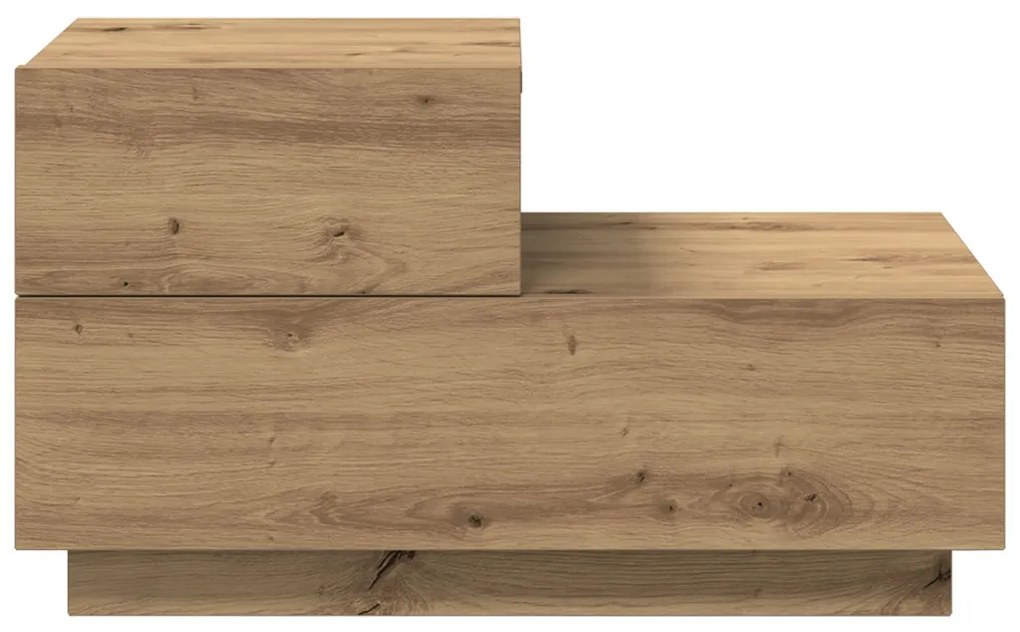 Éjjeli szekrény LED világítással, Műgyanta tölgy, 100x36x49 cm