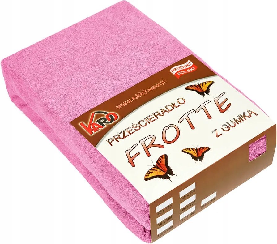 Gumis frottír lepedő 70x140 rózsaszín Karo