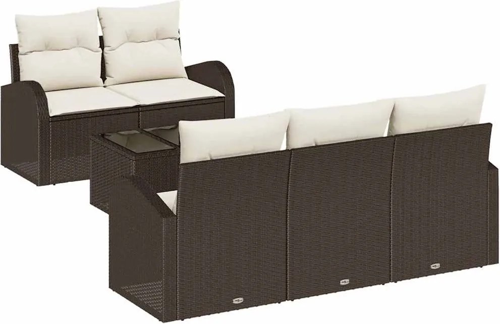 vidaXL Kerti Kanapé Szett Barna 55 x 55 x 37 cm polirattan