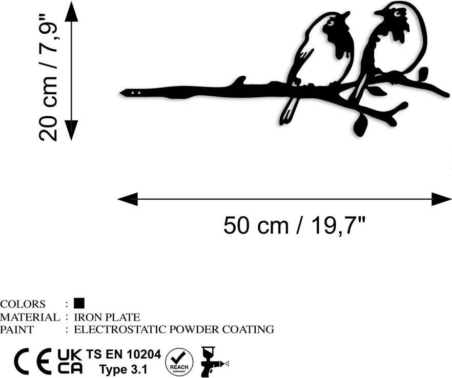 Bird fém kerti dísztárgy, fekete, 50×20 cm – TR565TNL1304