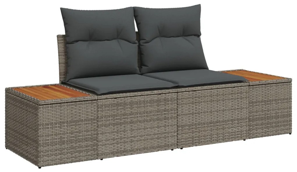 6 db-os kerti kanapé szett párnákkal szürke poly rattan
