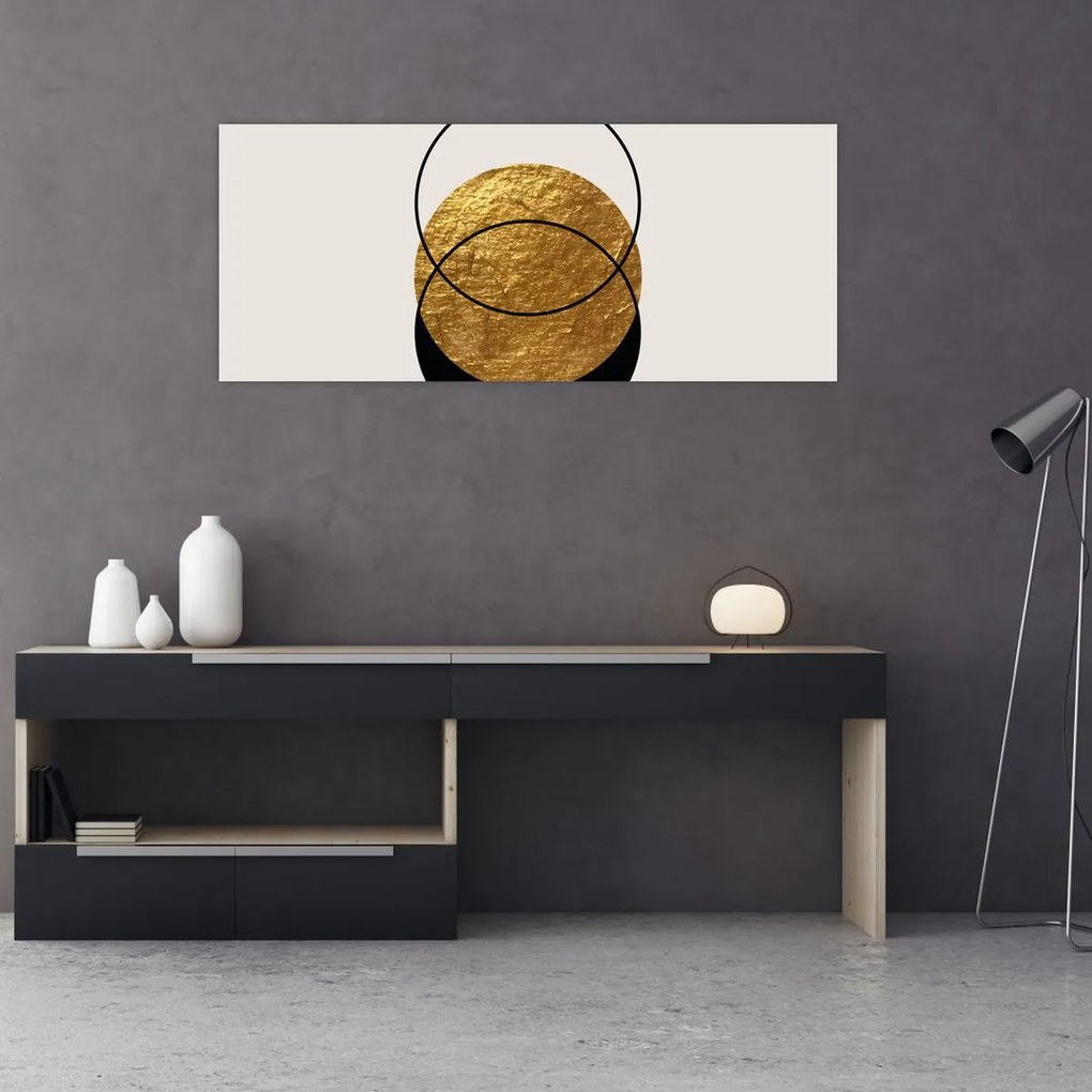 Kép - Absztrakció arany és fehér N⁰2 (120x50 cm)