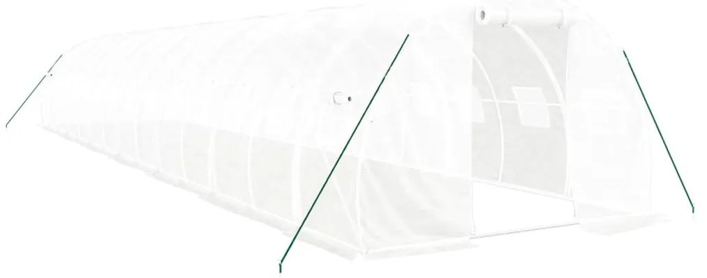 fehér acélvázas melegház 42 m² 14 x 3 x 2 m