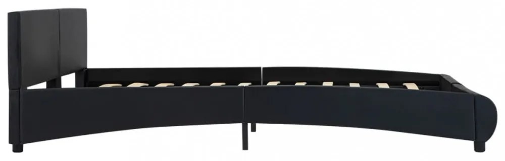 fekete műbőr ágykeret LED csíkkal 180 x 200 cm