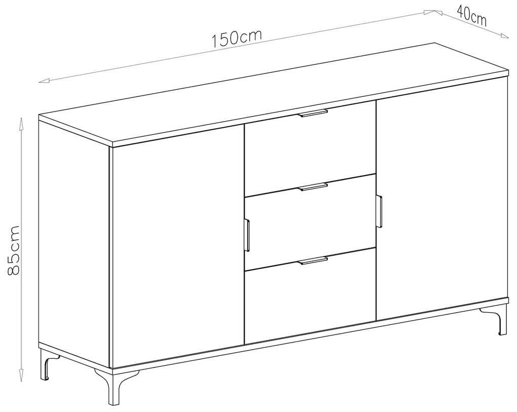 Mazzoni LANA 04 komód Artisan Tölgy - 2 AJTÓS FIÓKOS KOMÓD