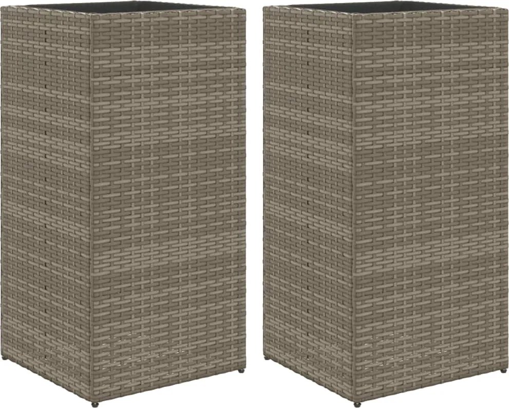vidaXL 2 db szürke polyrattan kerti ültetőláda 40x40x80 cm