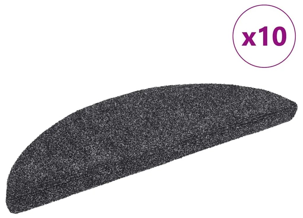 10 db sötétszürke lyukasztott öntapadó lépcsőszőnyeg 56x17x3 cm