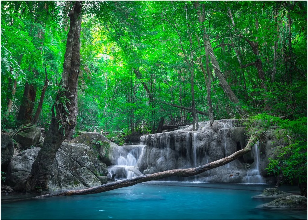 Kép - Erawan vízesés, Kanchanaburi, Thaiföld (üvegen) (70x50 cm)