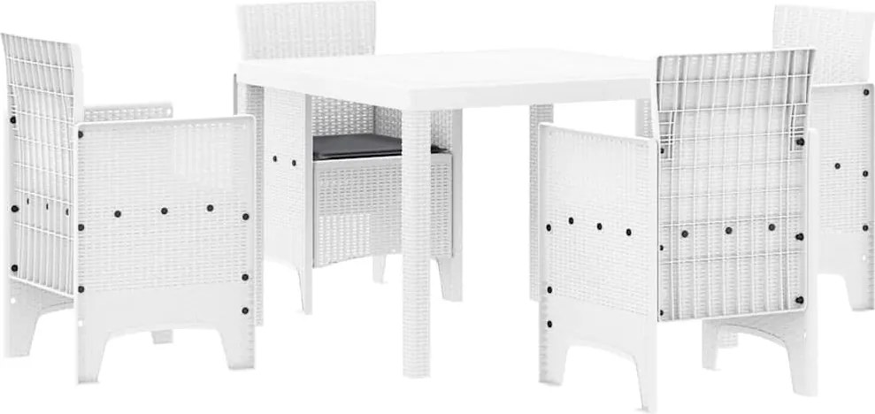 vidaXL Kert étkező szett 5 pcs Fehér Polipropilén