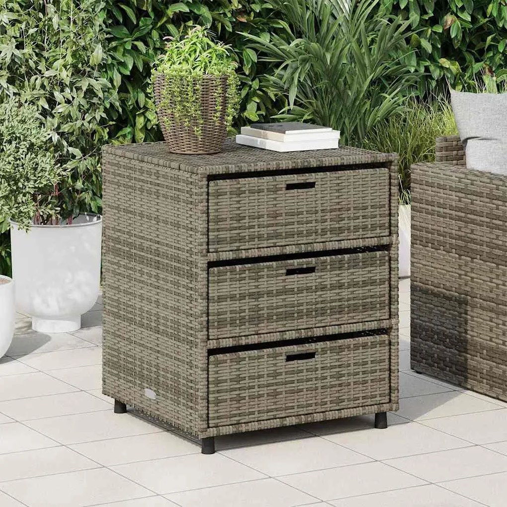 vidaXL szürke polyrattan kerti tárolószekrény 55 x 59 x 69 cm