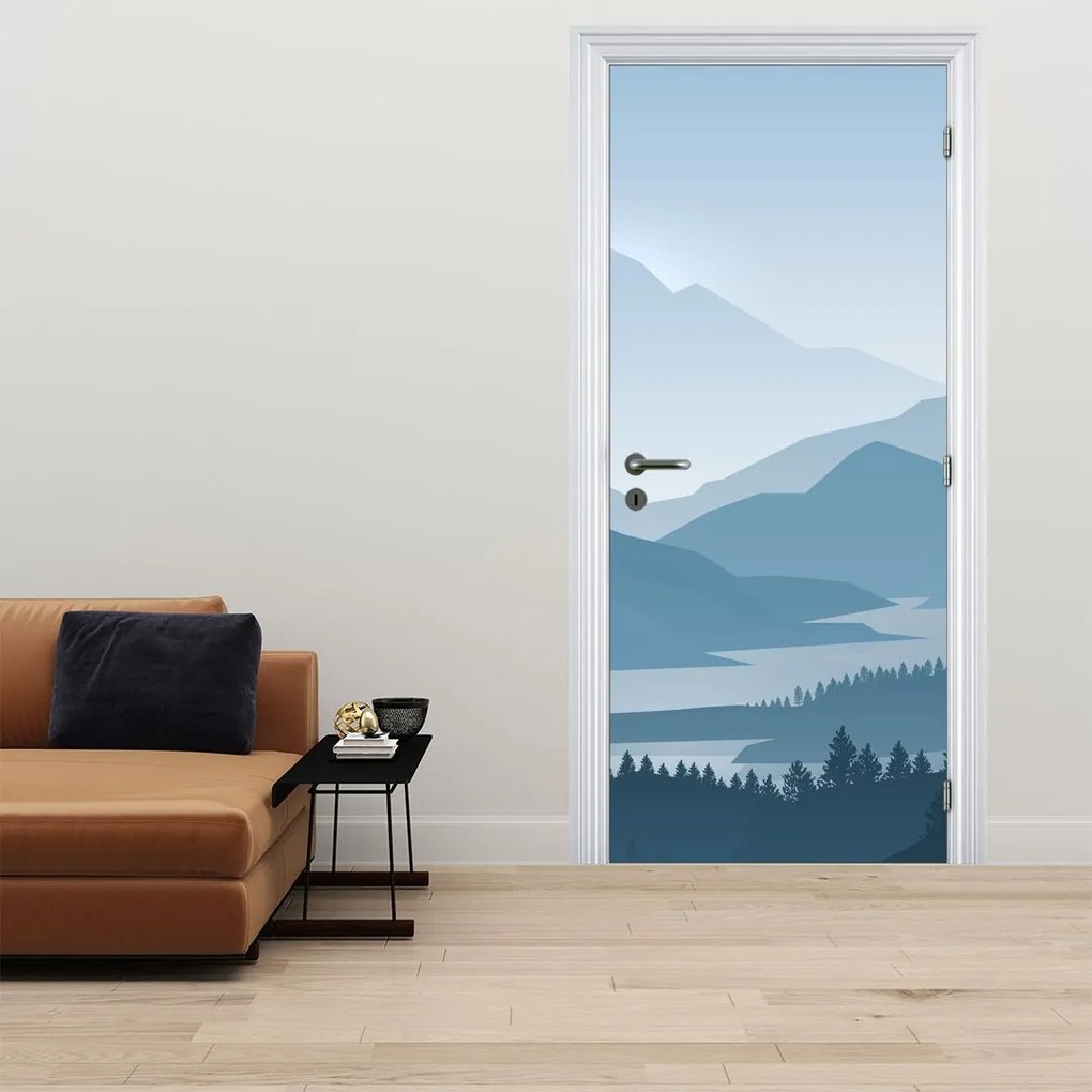 Fotótapéta ajtóra - Hegyekre néző grafika (95x205cm)
