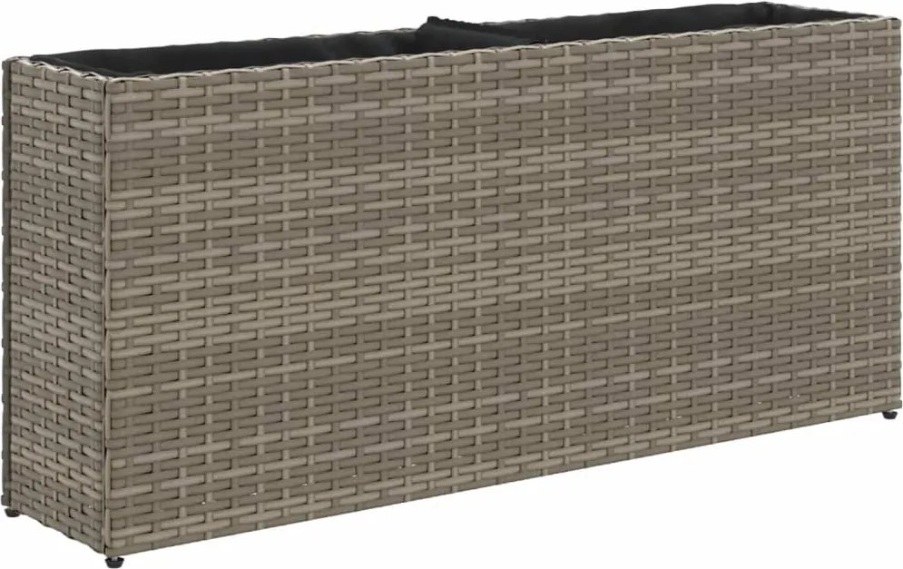 vidaXL szürke polyrattan kerti ültetőláda 2 cseréppel 90x20x40 cm