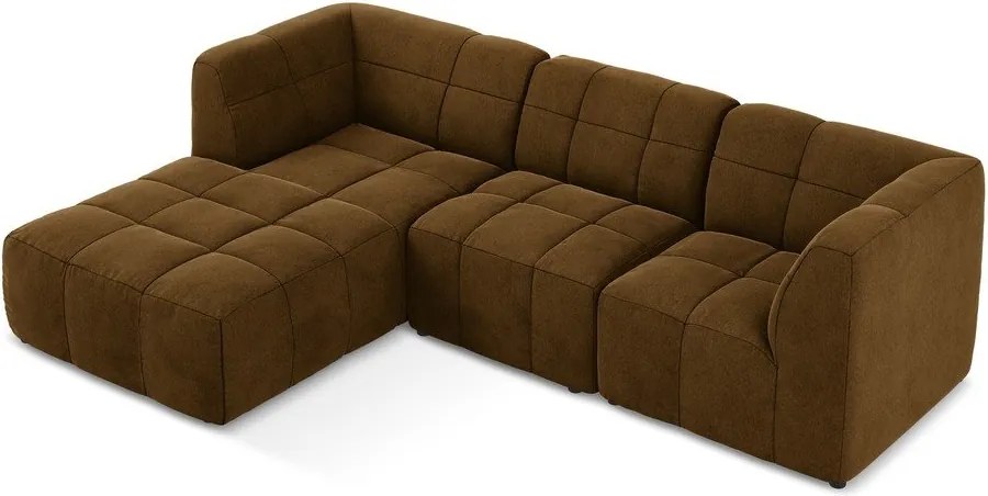 Mustársárga bársony sarokkanapé (bal oldali-heverő résszel) Aloha – Makamii