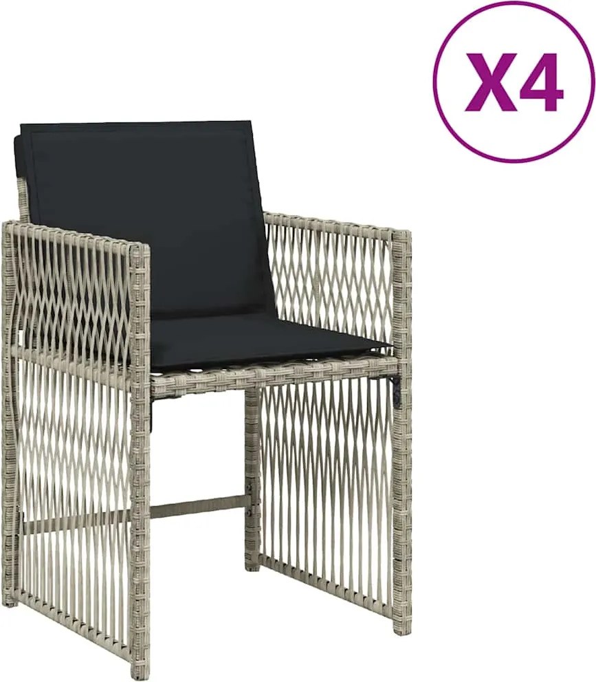 vidaXL 4 db világosszürke polyrattan kerti szék párnával