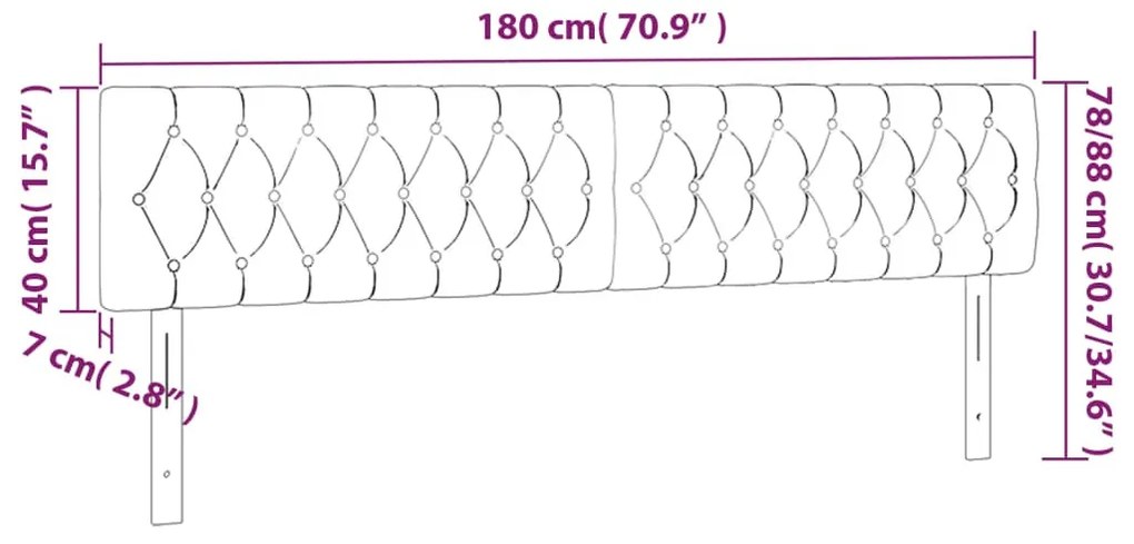fekete szövet LED-es fejtámla 180x7x78/88 cm