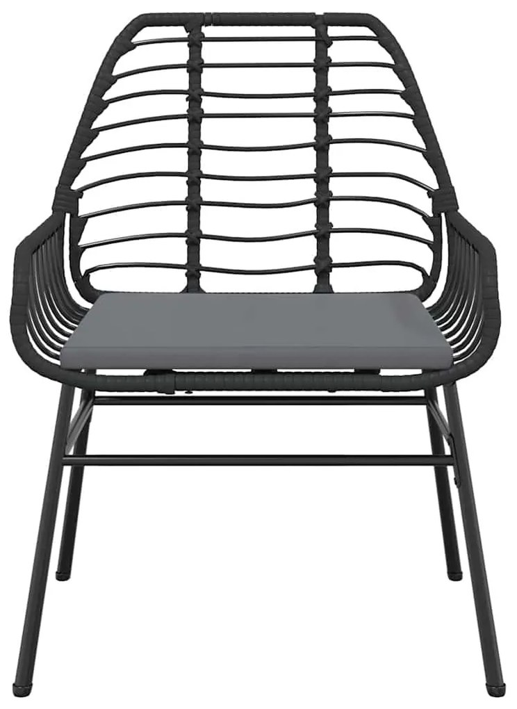 5 részes fekete polyrattan üveg kerti étkezőgarnitúra párnákkal