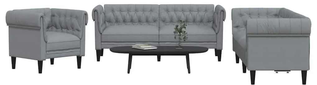 Kanapé Szett 3 pcs Világosszürke szövet