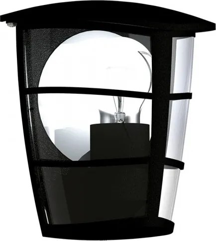 EGLO 93407 ALORIA Klasszikus Kültéri Fali Lámpa Fekete, Átlátszó E27 IP44
