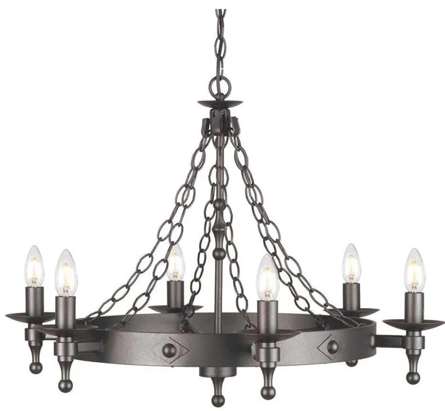 Elstead WR6-GRAPHITE - Csillár láncon WARWICK 6xE14/60W/230V