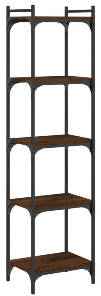 5 szintes barna tölgy színű szerelt fa könyvespolc 40x30x154 cm