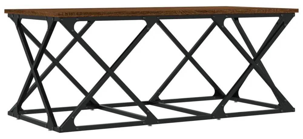 barna tölgyszínű szerelt fa dohányzóasztal 100 x 49 x 40 cm